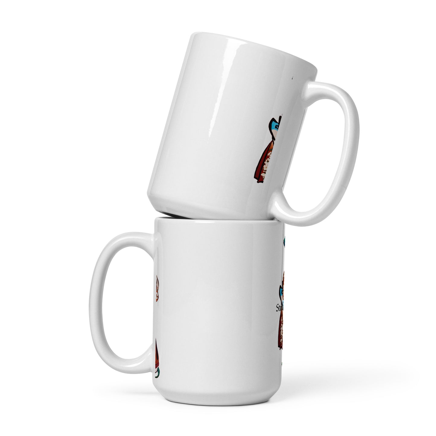 Komodo in a Kimono White glossy mug